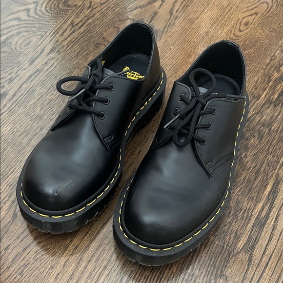 Dr. Martens Shoes - Dr. Martens Black Oxford Shoes with Yellow Stitching